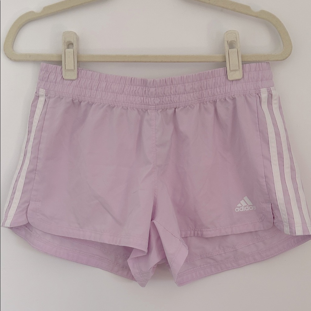 Adidas Women's Light Purple Lavender 3-Stripe Shorts